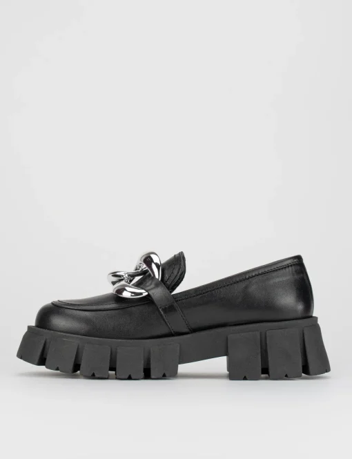 Mocassino tacco 1cm nero pelle