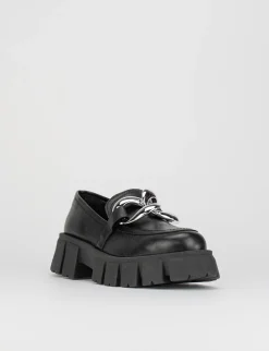 Mocassino tacco 1cm nero pelle