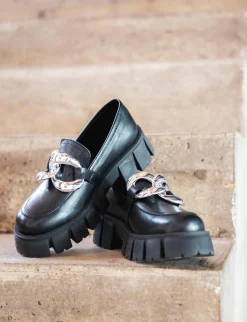 Mocassino tacco 1cm nero pelle
