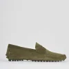 Mocassino verde camoscio