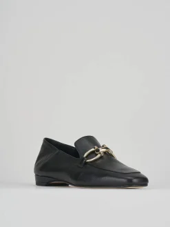 Moccassino tacco 2 cm nero pelle
