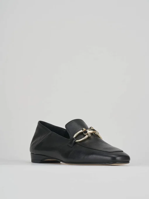 Moccassino tacco 2 cm nero pelle