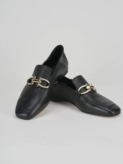 Moccassino tacco 2 cm nero pelle