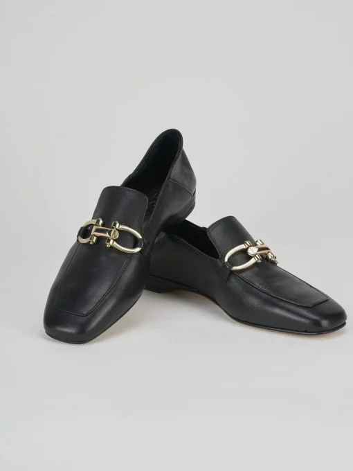 Moccassino tacco 2 cm nero pelle