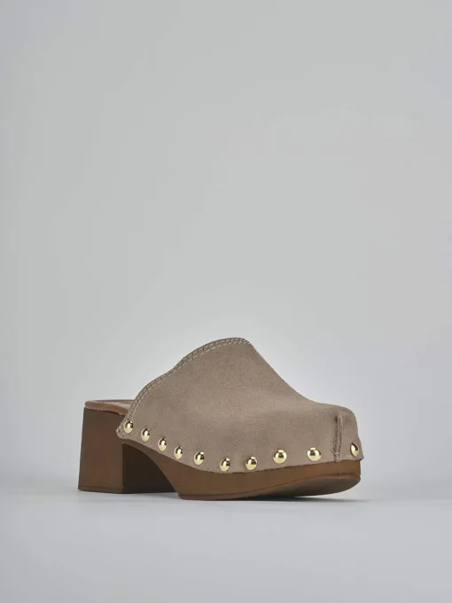 Sabot tacco 5 cm beige camoscio