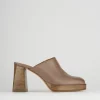 Sabot tacco 9 cm beige pelle