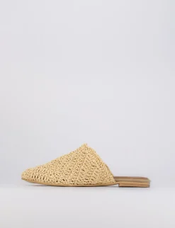 Sabot tacco 1 cm beige tessuto