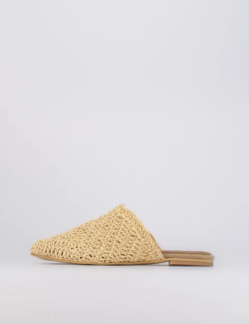 Sabot tacco 1 cm beige tessuto