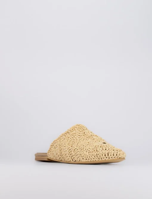 Sabot tacco 1 cm beige tessuto