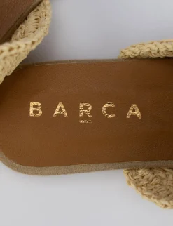 Sabot tacco 1 cm beige tessuto