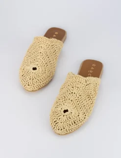 Sabot tacco 1 cm beige tessuto