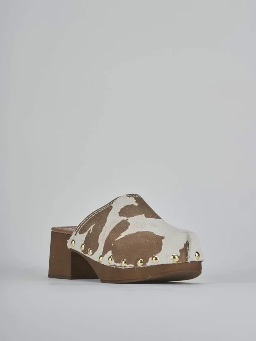 Sabot tacco 5 cm marrone camoscio