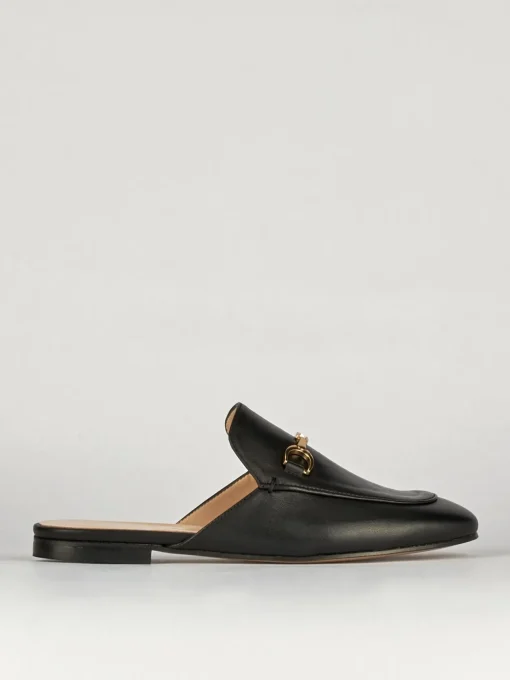Sabot tacco 1 cm nero pelle