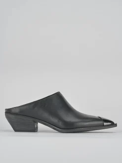 Sabot tacco 4 cm nero pelle