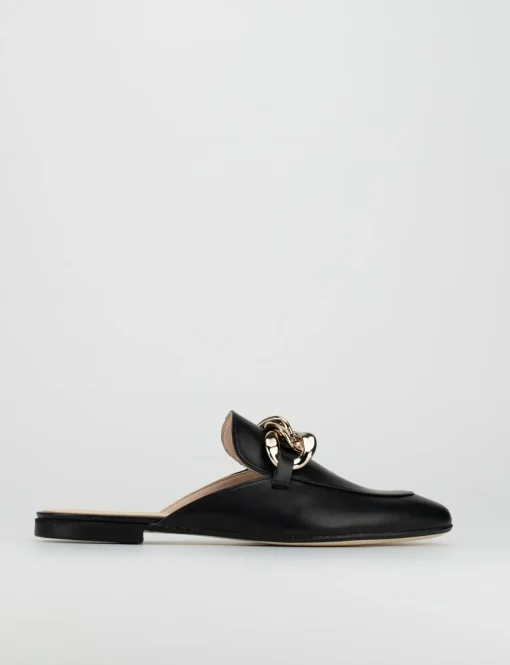 Sabot tacco 1 cm nero pelle