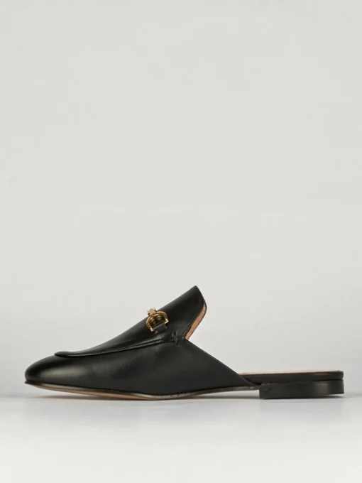 Sabot tacco 1 cm nero pelle