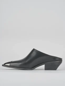 Sabot tacco 4 cm nero pelle