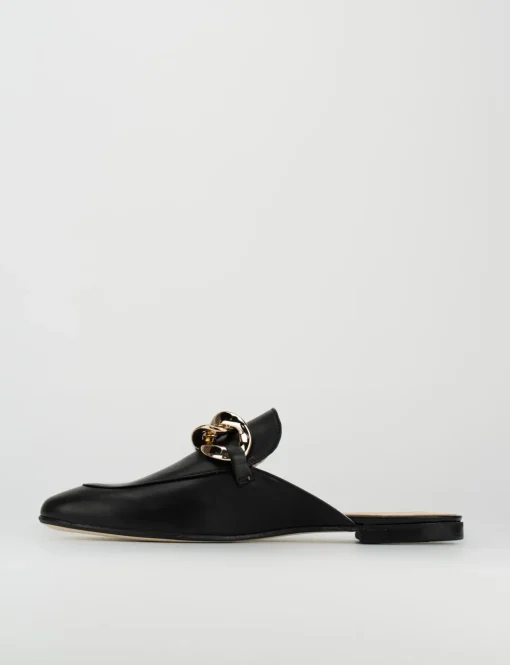 Sabot tacco 1 cm nero pelle