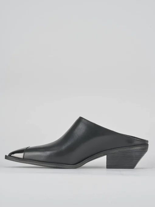 Sabot tacco 4 cm nero pelle