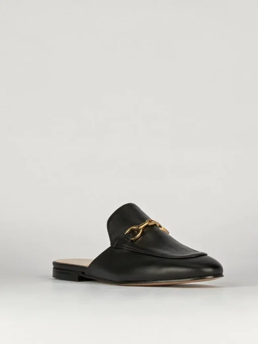 Sabot tacco 1 cm nero pelle