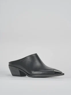 Sabot tacco 4 cm nero pelle