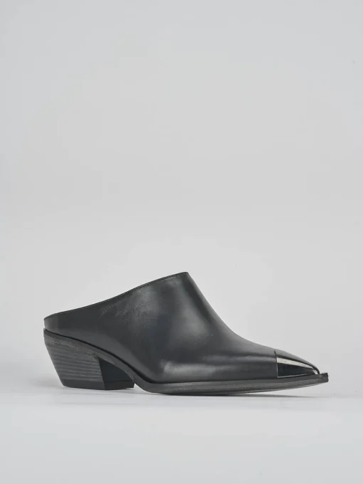 Sabot tacco 4 cm nero pelle