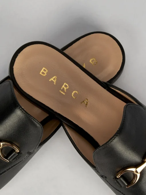 Sabot tacco 1 cm nero pelle