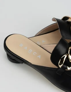 Sabot tacco 1 cm nero pelle