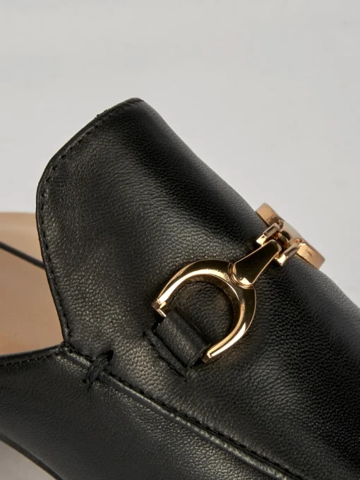 Sabot tacco 1 cm nero pelle