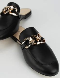 Sabot tacco 1 cm nero pelle