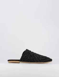 Sabot tacco 1 cm nero tessuto