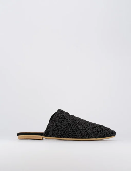 Sabot tacco 1 cm nero tessuto