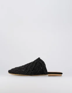 Sabot tacco 1 cm nero tessuto