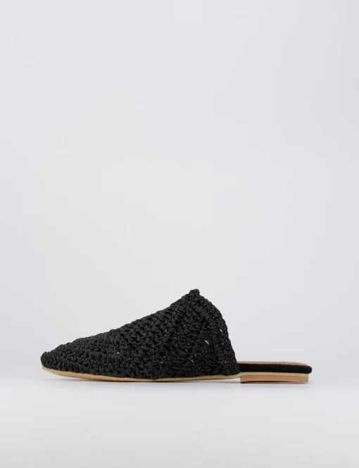 Sabot tacco 1 cm nero tessuto