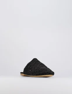 Sabot tacco 1 cm nero tessuto