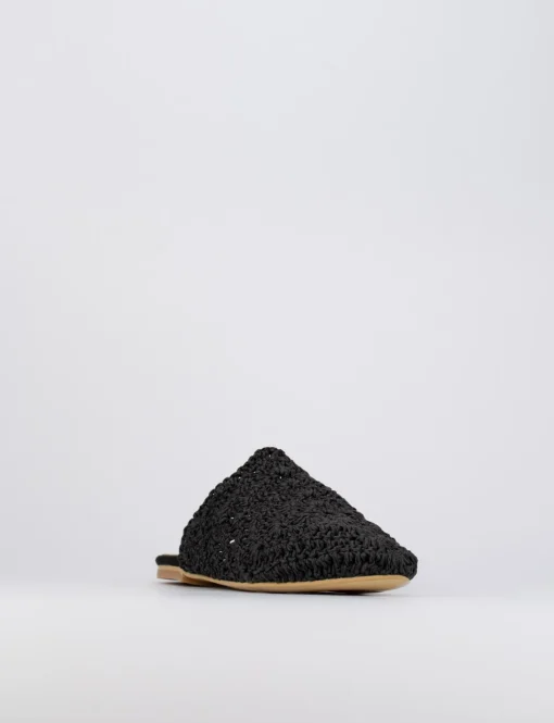 Sabot tacco 1 cm nero tessuto