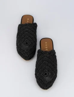 Sabot tacco 1 cm nero tessuto