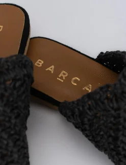 Sabot tacco 1 cm nero tessuto