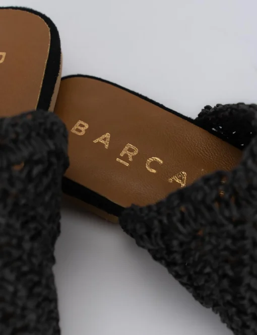 Sabot tacco 1 cm nero tessuto