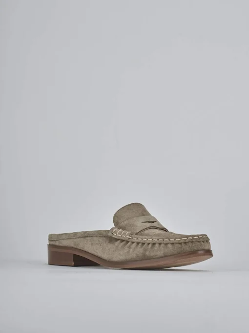 Sabot tacco 1cm camoscio beige