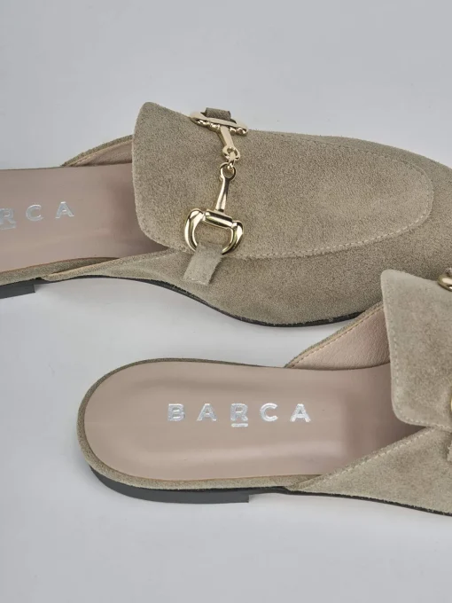 Sabot tacco 1cm camoscio beige