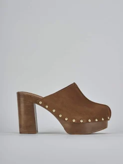 Sabot tacco 10cm camoscio marrone