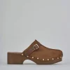 Sabot tacco 4cm camoscio marrone