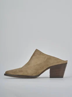 Sabot tacco 6cm camoscio marrone