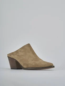 Sabot tacco 6cm camoscio marrone