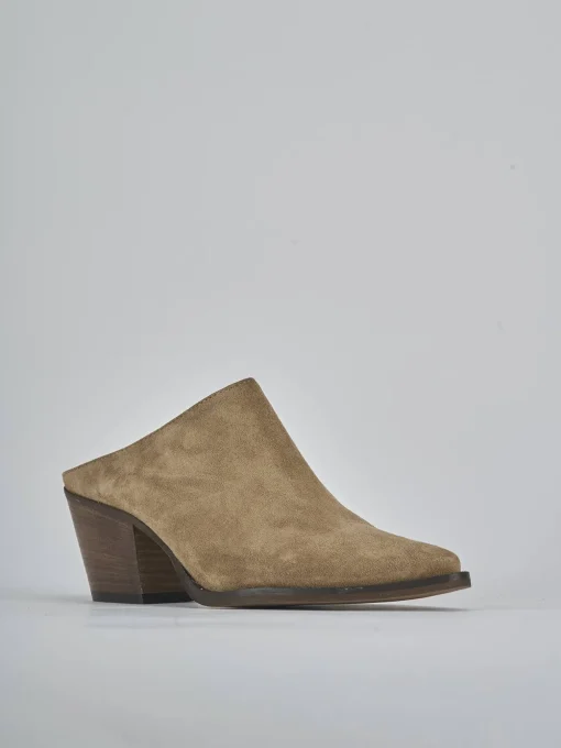 Sabot tacco 6cm camoscio marrone