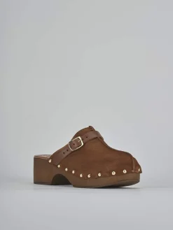 Sabot tacco 4cm camoscio marrone