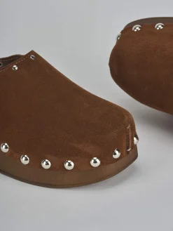 Sabot tacco 7cm camoscio marrone