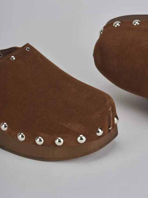 Sabot tacco 7cm camoscio marrone