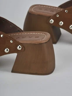 Sabot tacco 7cm camoscio marrone